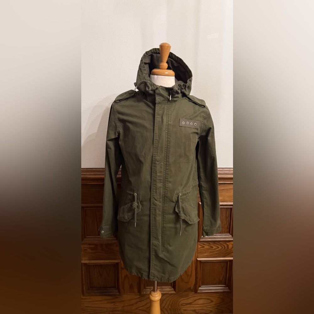 Pull & Bear Men’s Military Style Embroidered  West Blue Jacket Parka M - Picture 2 of 11